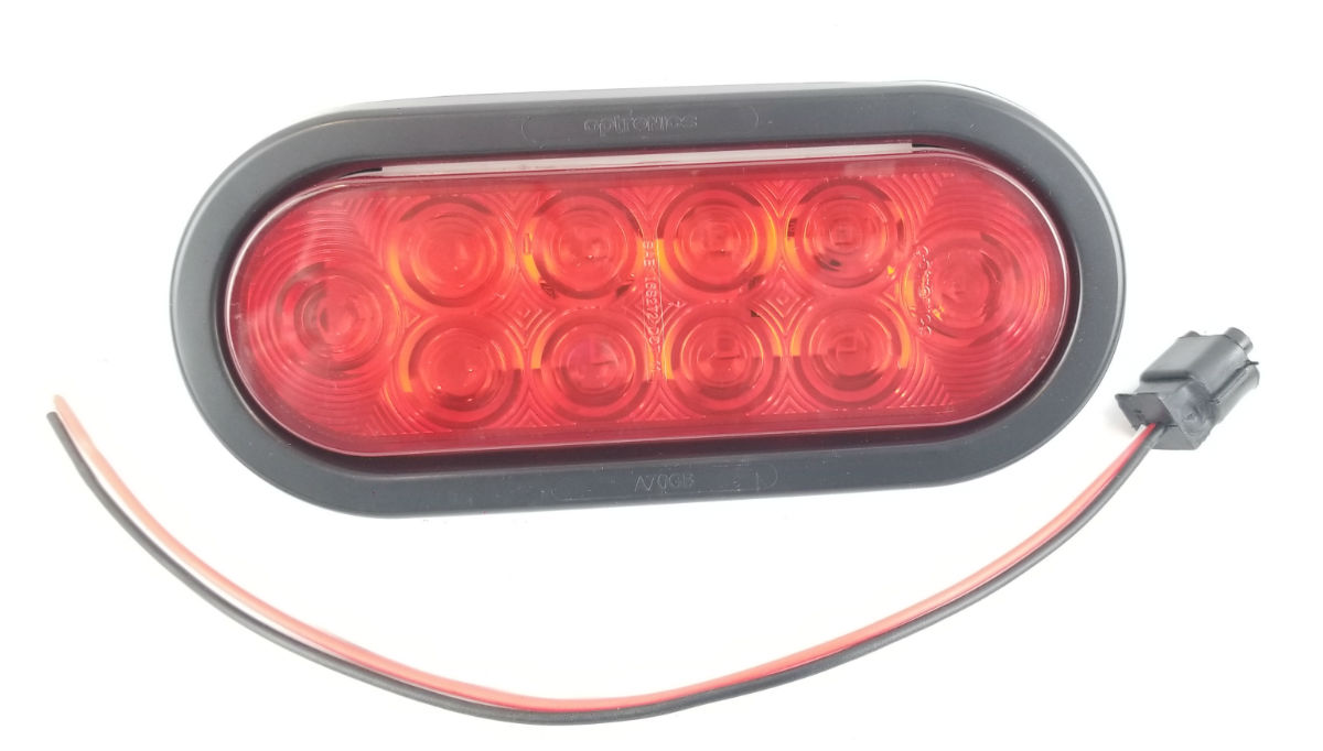 Optronics STL-72RBK 6 Inch Oval Red LED Stop/Turn/Tail Light with Grommet and Pigtail